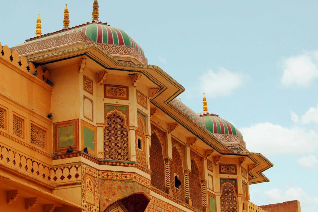 Colorful array of traditional Indian architecture showcasing intricate design in Jaipur, India.